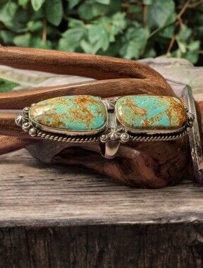 Native Alfred Martinez Signed Huge Turquoise Sterling Silver 925 Statement Ring